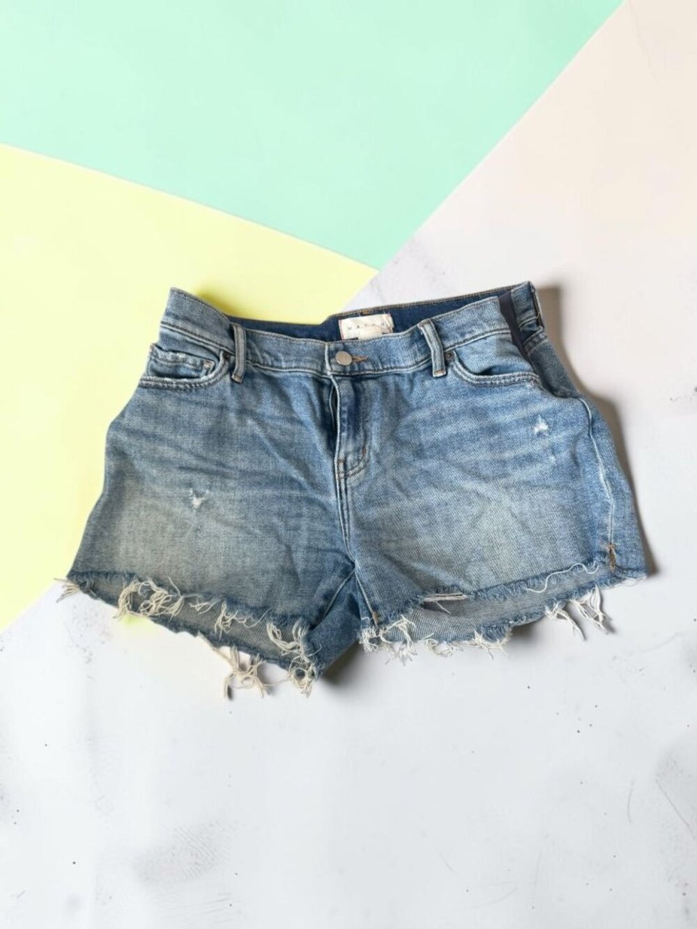 Hatch Light Blue Distressed Denim Shorts